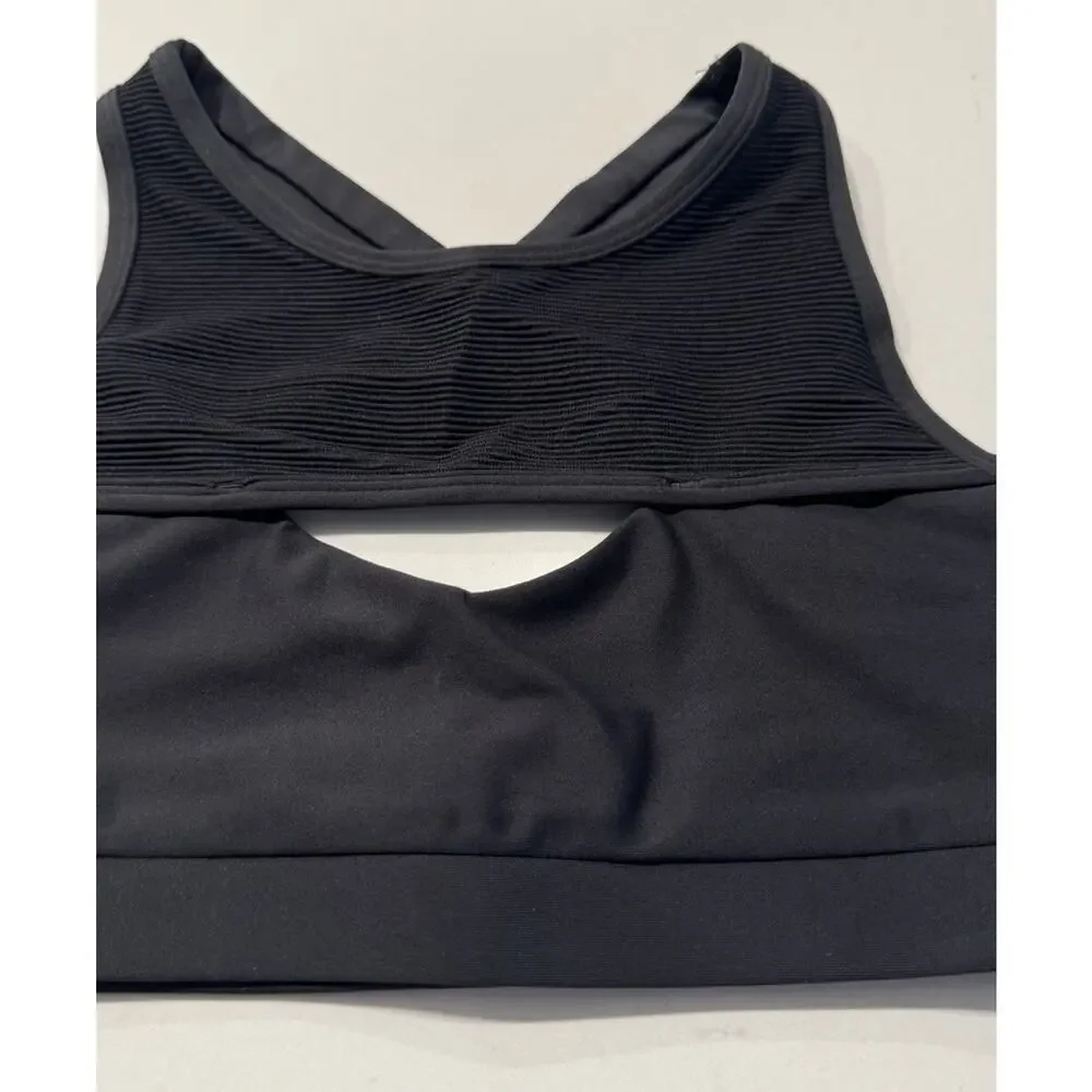 Chill By Will Black Grace Cut Out Sportsbra Activewear‎ Strappy Back Style# 423